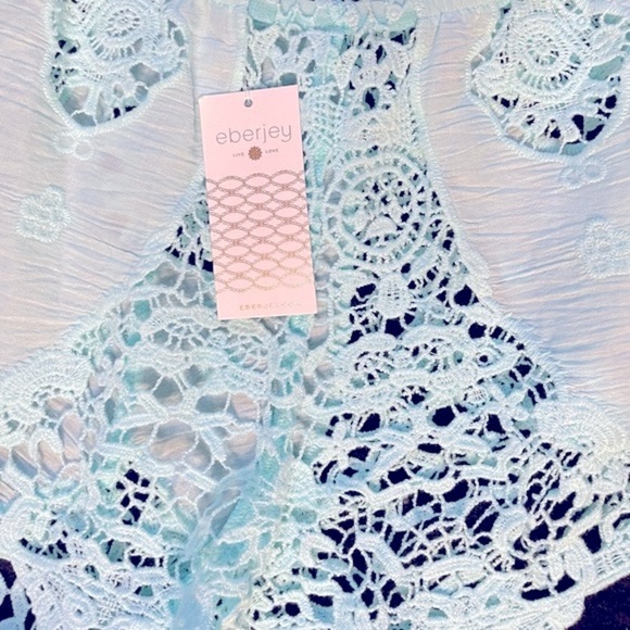 Eberjey Shorts Crochet Swim Cover Up Spirit Dancer Sammy Turquoise Aqua Medium - Picture 5 of 6